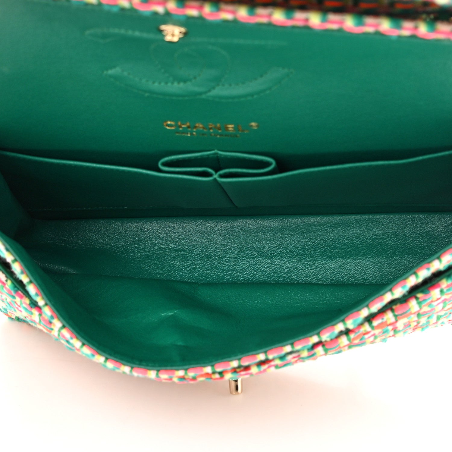 Chanel Tweed Quilted Medium Double Flap Multicolor Green 5 of 12