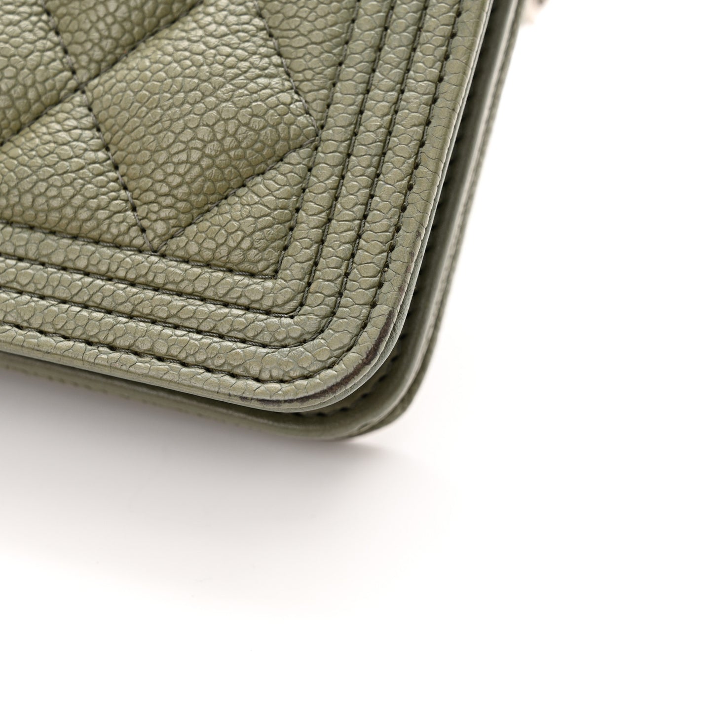Caviar Quilted Boy Wallet On Chain WOC Khaki