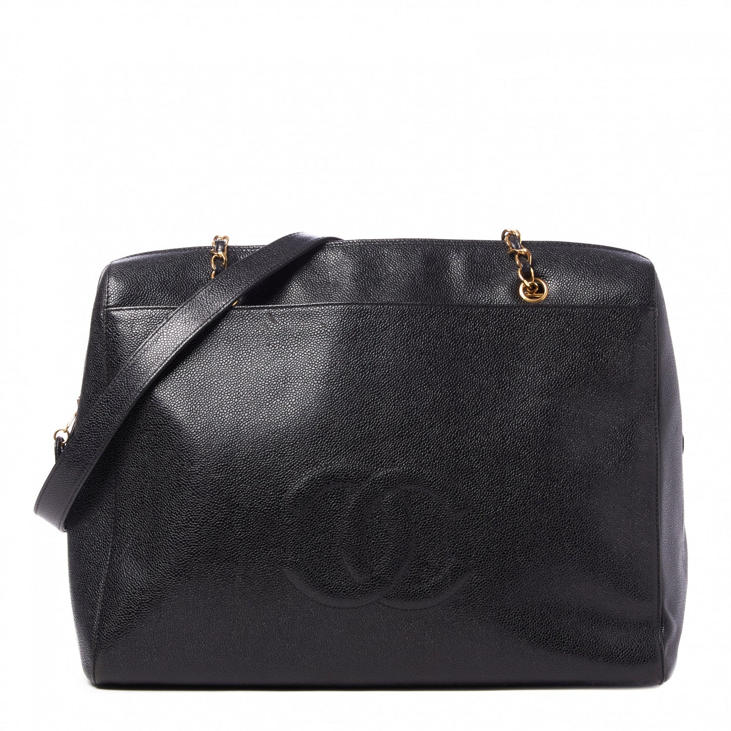 Caviar Large CC Shoulder Bag Black