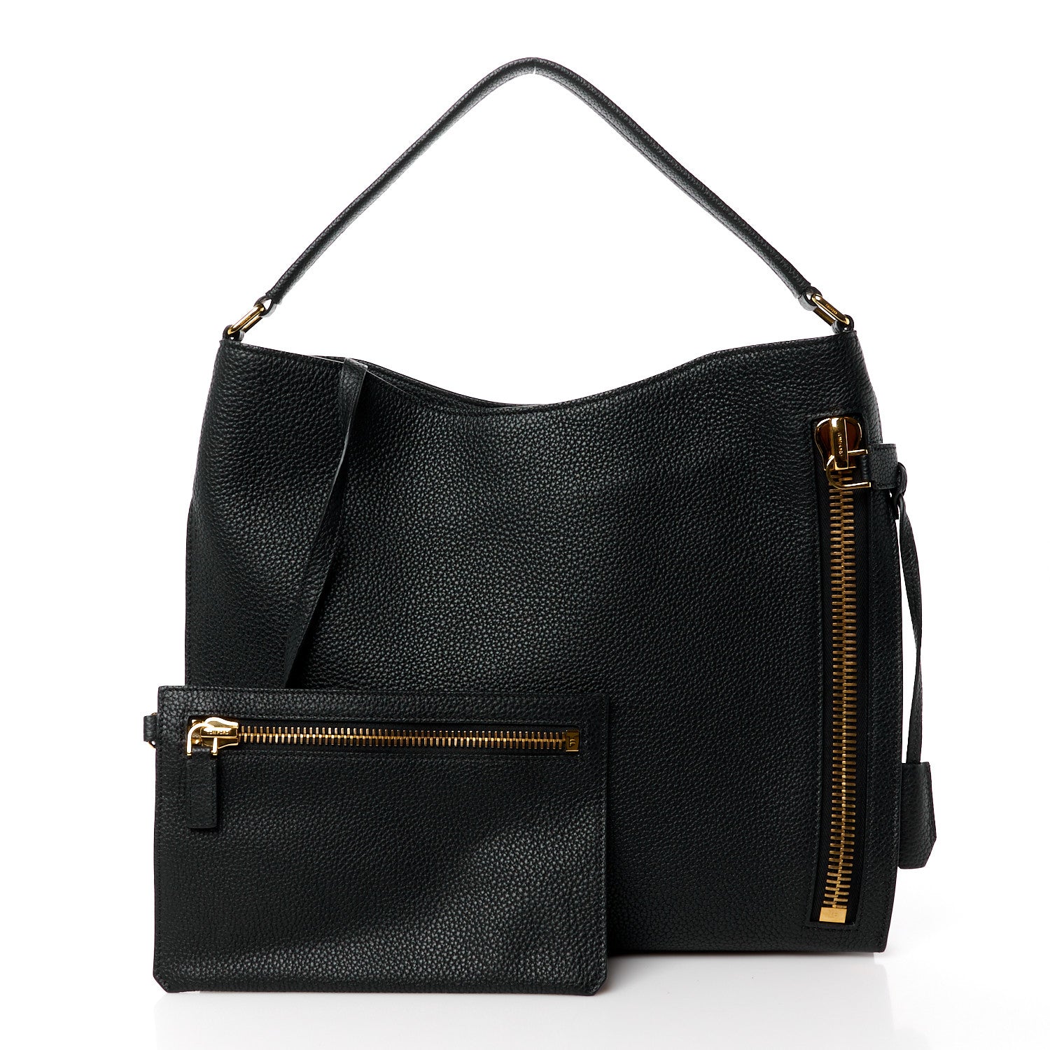 Tom Ford Pebbled Calfskin Small Alix Padlock Zip Hobo Bag Black 3 of 13