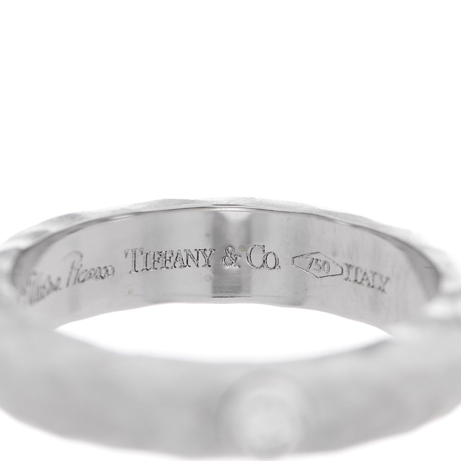 Tiffany 18K White Gold Diamond Paloma Picasso Hammered Ring 52 6 5 of 7