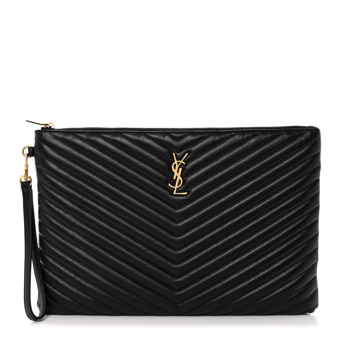 Calfskin Matelasse Monogram Cassandre Tablet Pouch Black