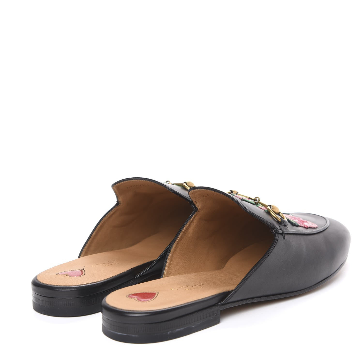 Gucci Calfskin Flower Embroidered Princetown Slippers 40 Black 4 of 11
