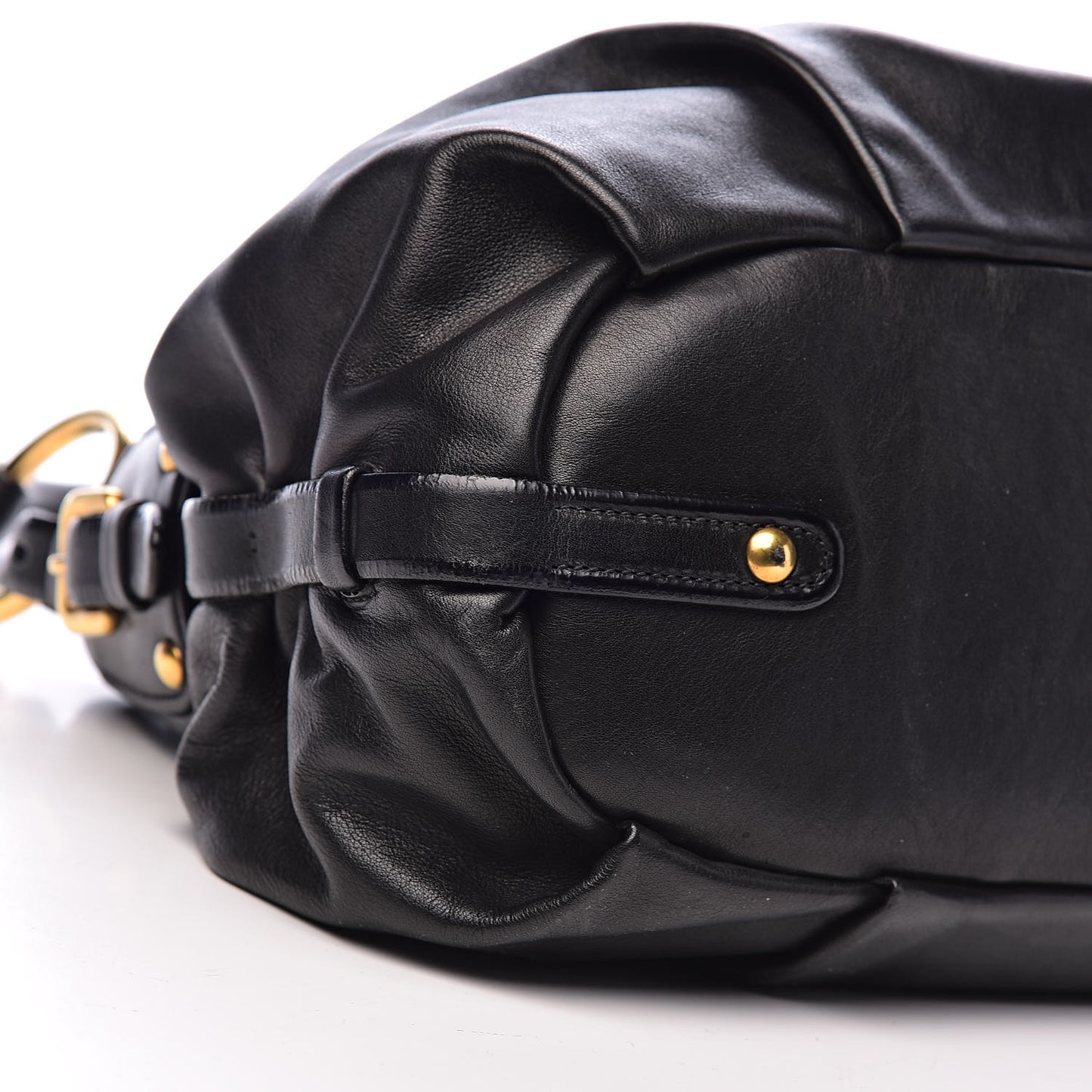 Soft Calfskin Pleated Hobo Black