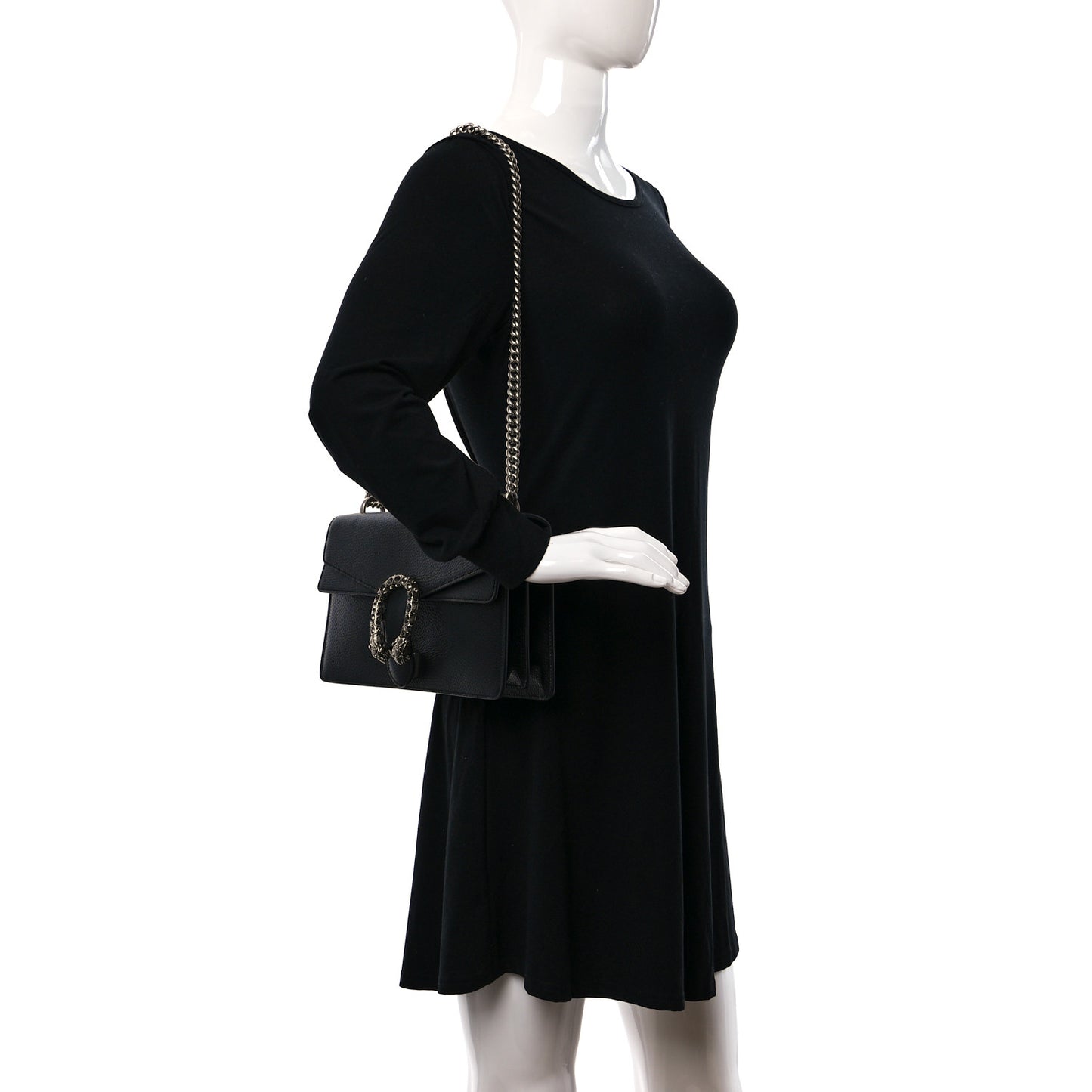 Pebbled Calfskin Small Dionysus Shoulder Bag Black