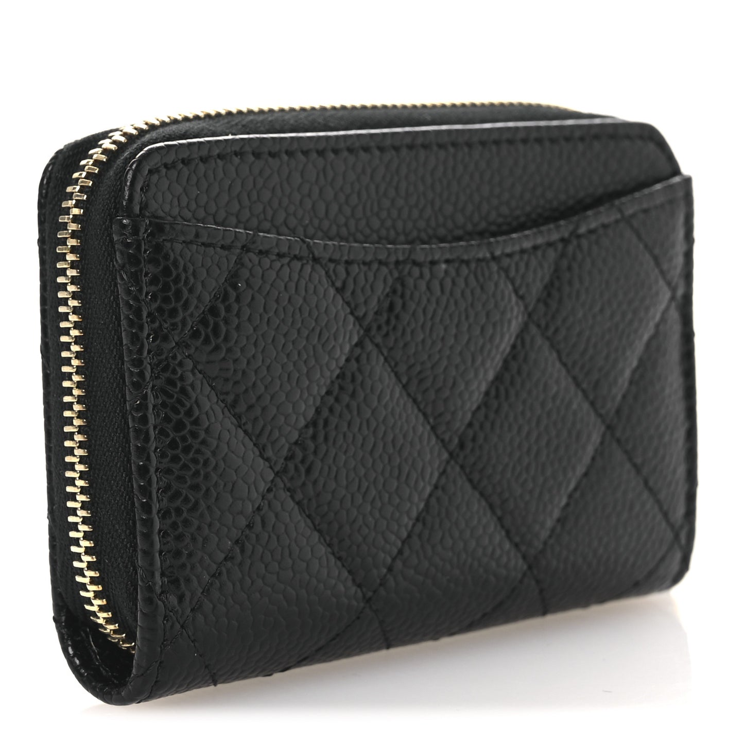 Caviar Quilted Classic Zipped Coin Purse Black