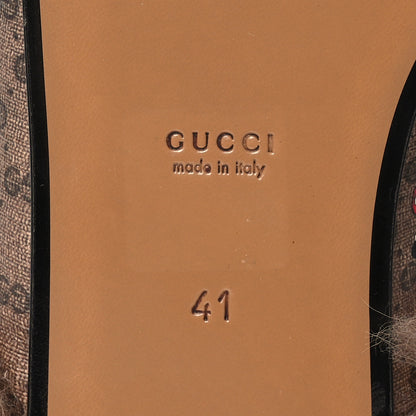 Gucci X DISNEY Mini Vintage GG Supreme Monogram Mickey Mouse Fur Womens Princetown Slippers 41 Beige Vintage Sun Oil 7 of 10