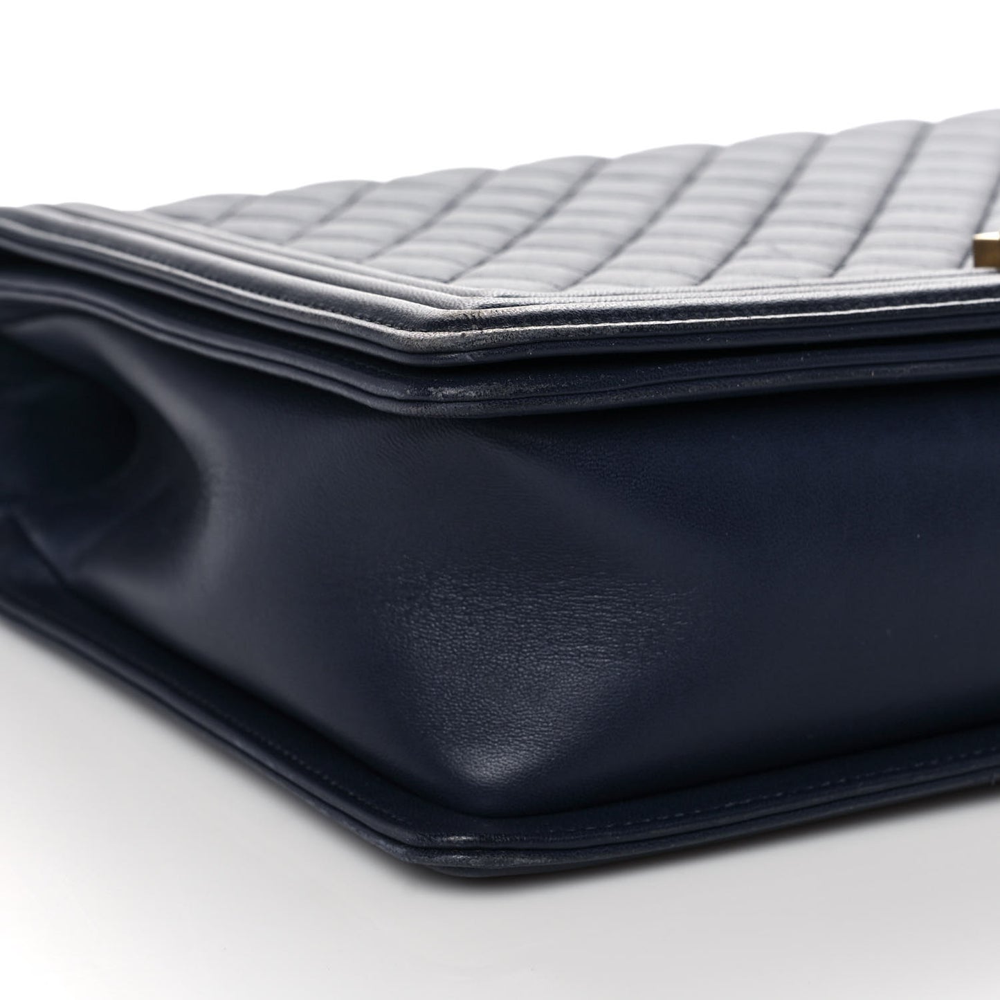 Lambskin Quilted Large Boy Flap Navy