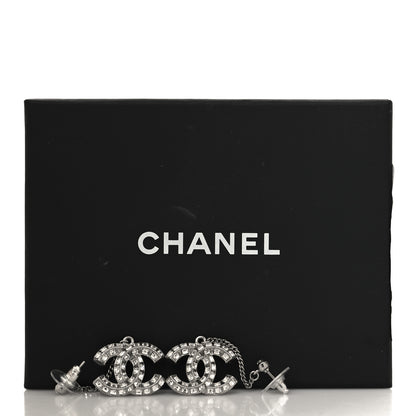 Chanel Baguette Crystal CC Drop Earrings Silver 5 of 5