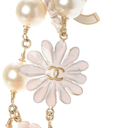 Chanel Pearl Enamel CC Camellia Necklace White Gold 5 of 6