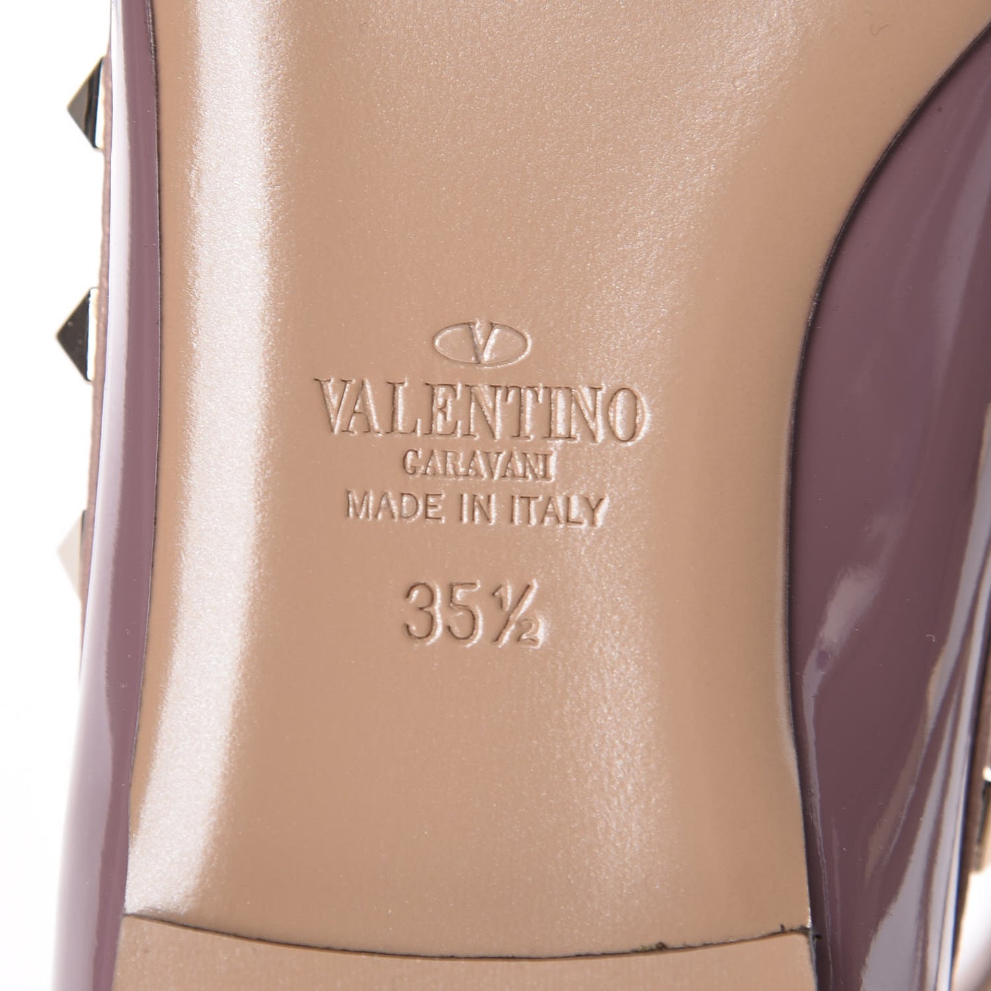 Patent Rockstud Cage Ballerina Flats 35.5 Dark Mauve Poudre