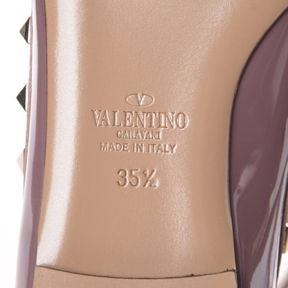 Valentino Garavani Patent Rockstud Cage Ballerina Flats 35.5 Dark Mauve Poudre 6 of 8