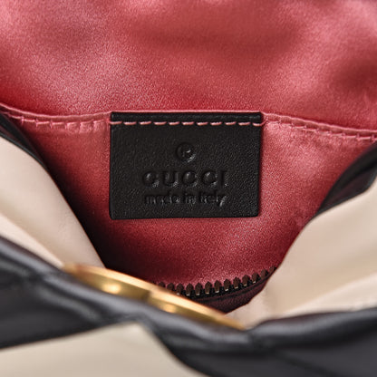 Gucci Calfskin Matelasse GG Marmont Belt Bag 85 34 Black White 6 of 10