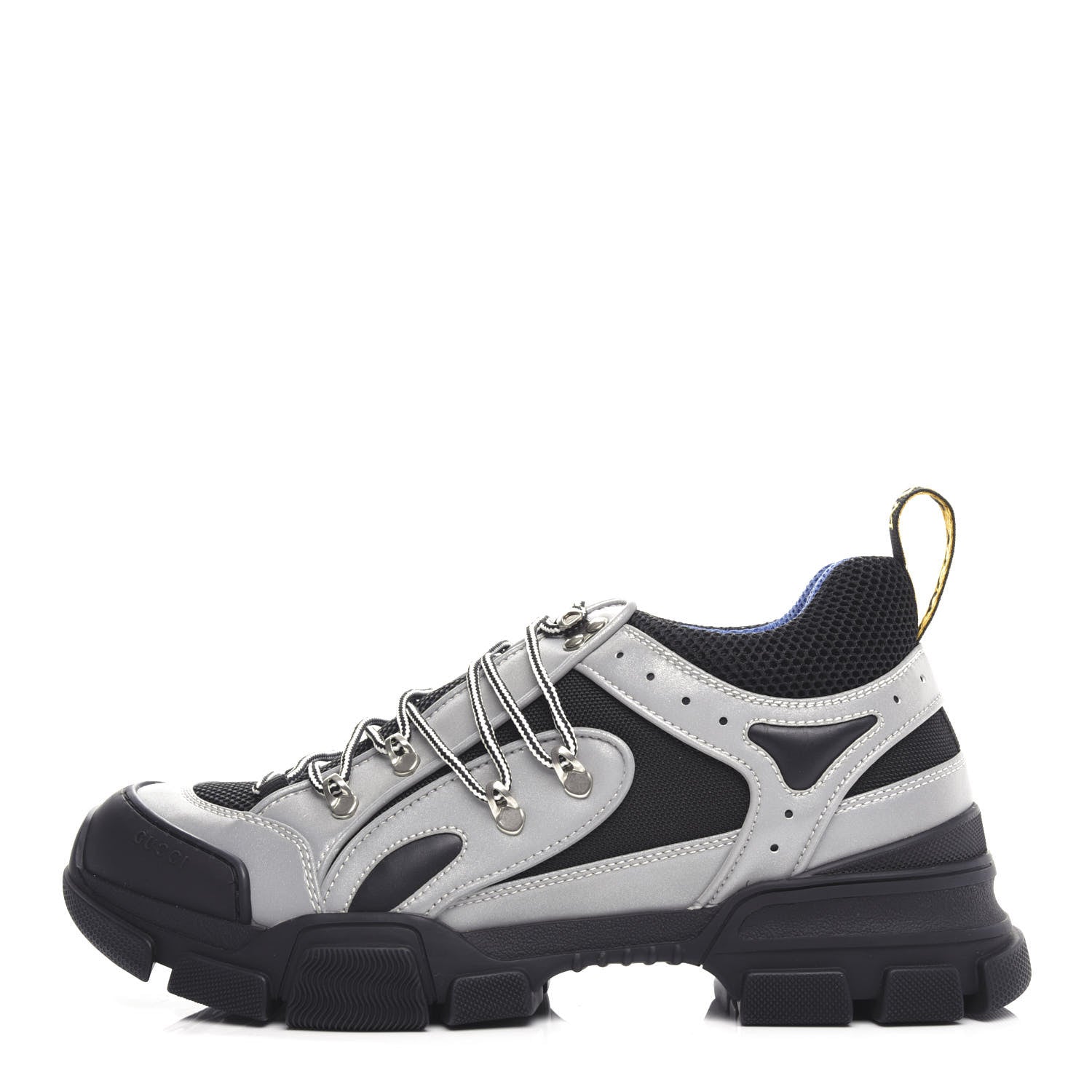 Gucci X SEGA Mesh Technical Canvas Calfskin Reflective Mens Flashtrek Sneakers 11 Silver Black 1 of 9