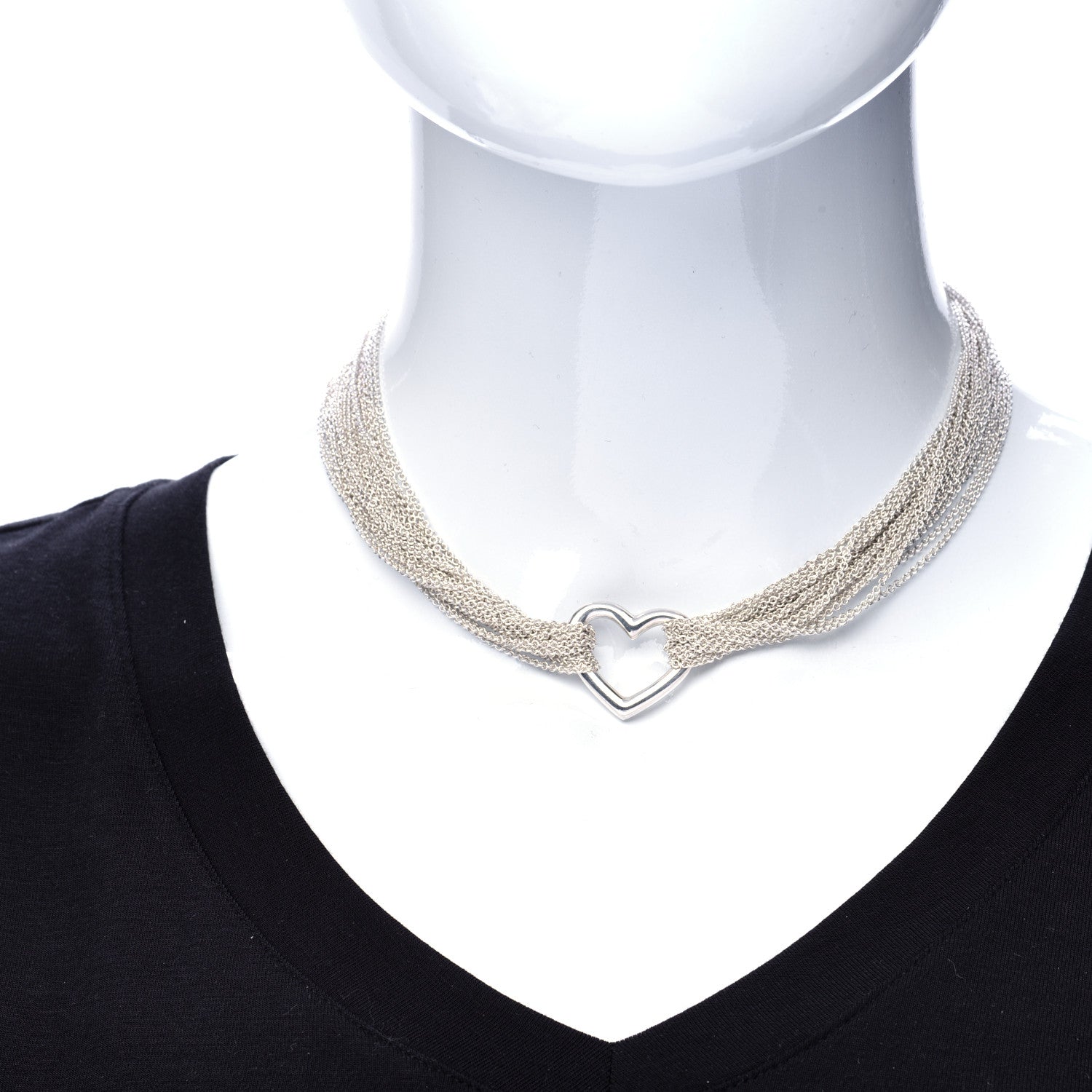 Tiffany Sterling Silver Heart Multi Chain Toggle Necklace 2 of 5