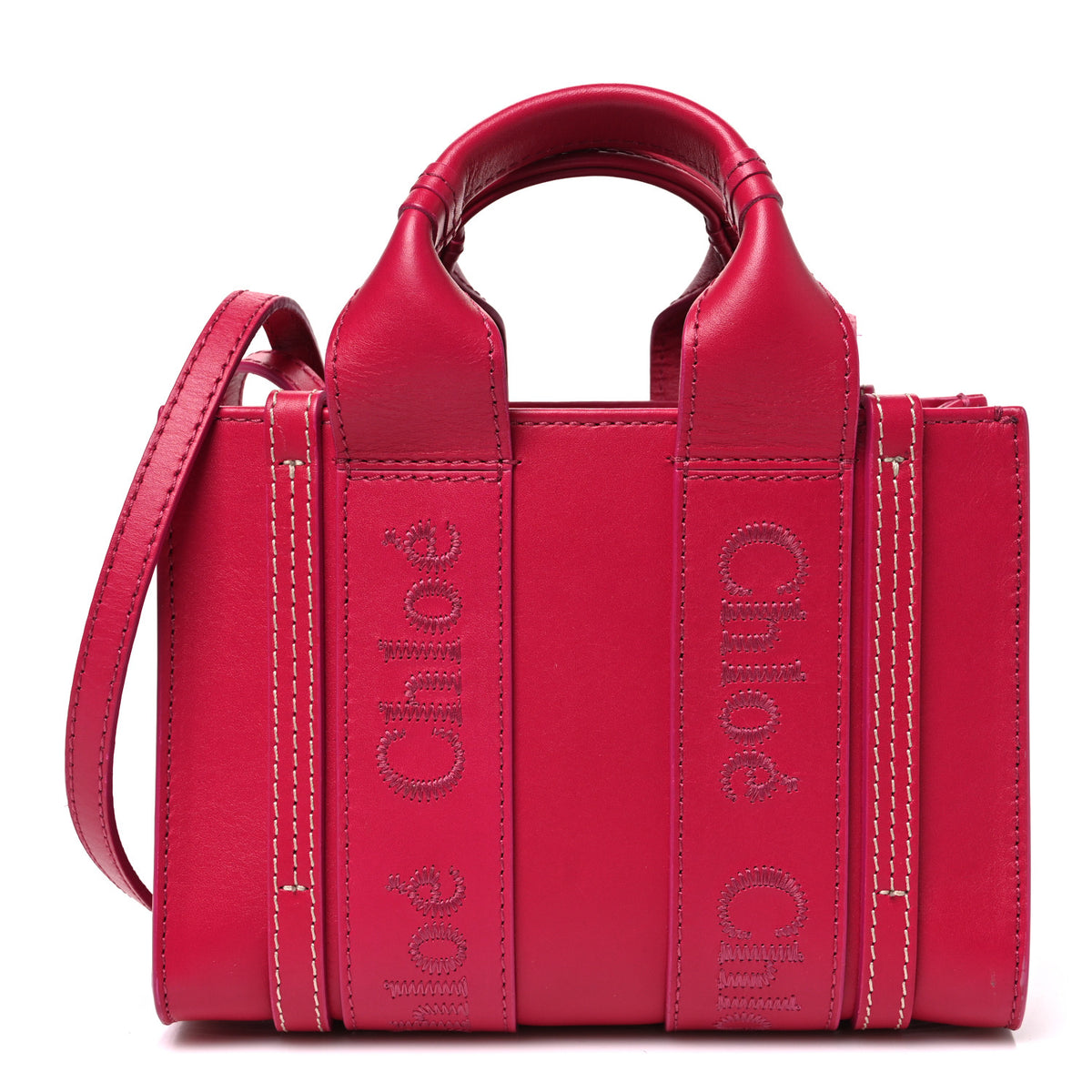 Calfskin Mini Woody Ribbon Tote Fizzy Pink