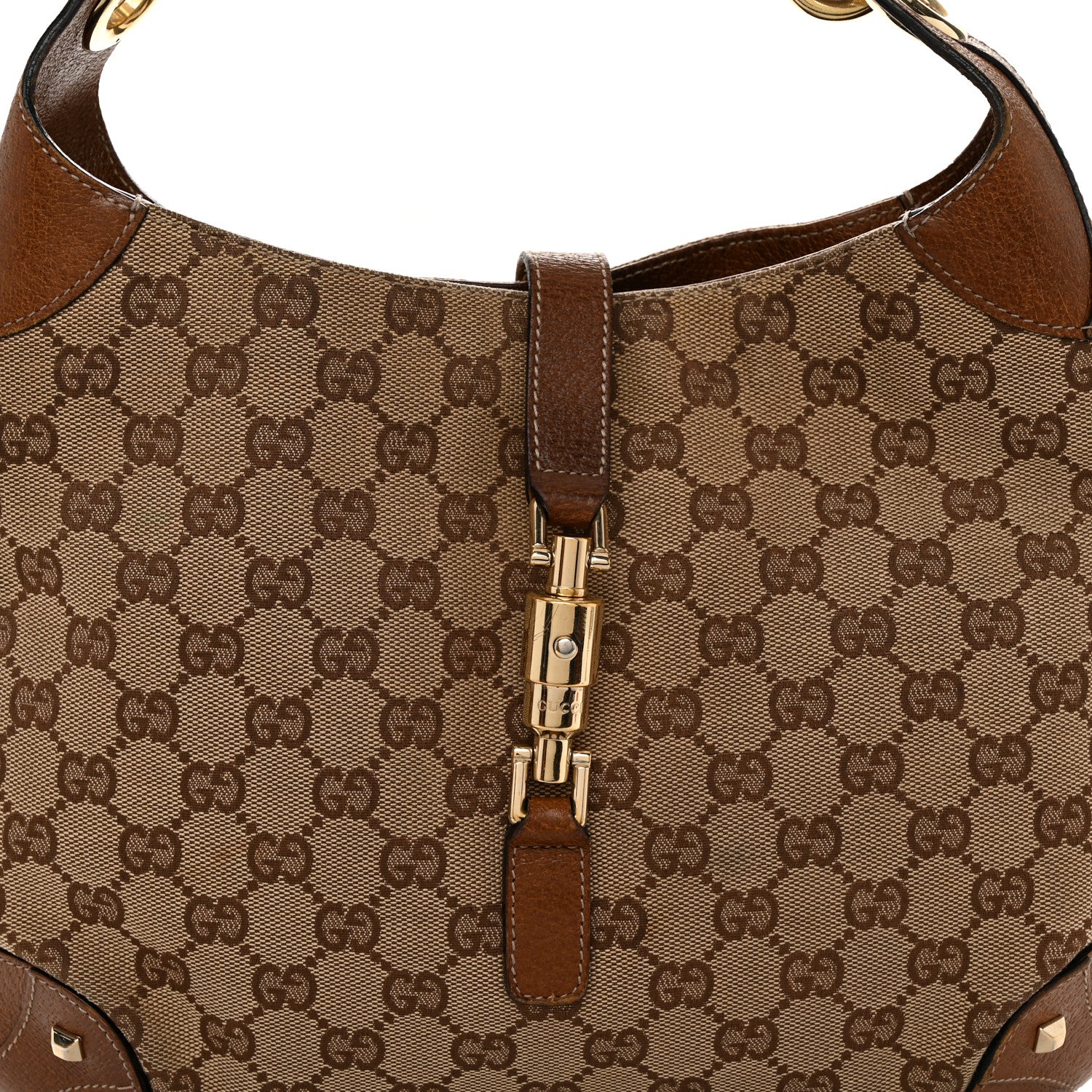 Gucci Monogram Piston Lock Jackie O Hobo Dark Brown 8 of 12