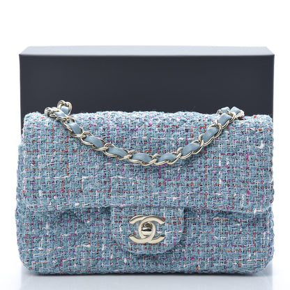Chanel Tweed Quilted Mini Rectangular Flap Turquoise Purple White Red 11 of 11
