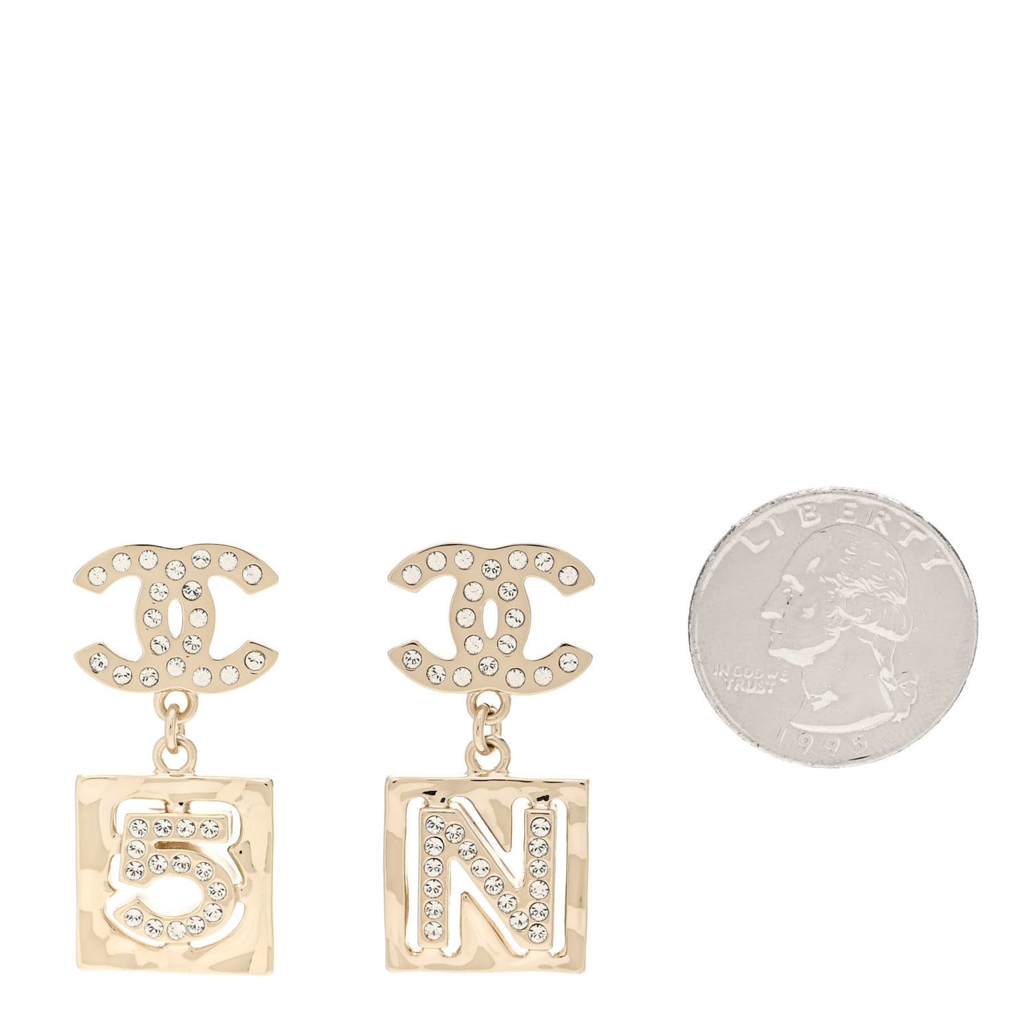Crystal CC No 5 Drop Earrings Gold