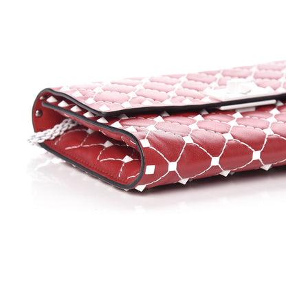 Valentino Garavani Lambskin Free Rockstud Spike Wallet On Chain Rosso Valentino 7 of 9