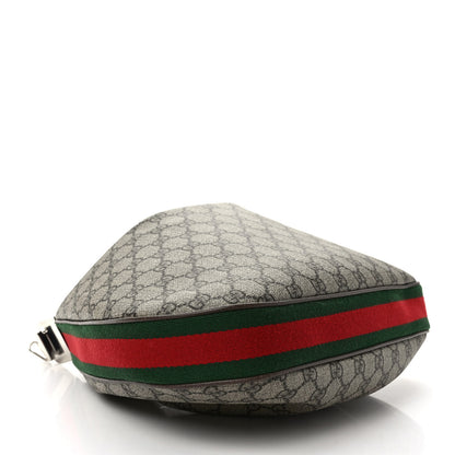 Gucci GG Supreme Monogram Textured Calfskin Web Large Attache Shoulder Bag Beige Ebony New Acero 4 of 8