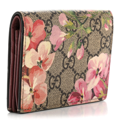 Gucci GG Supreme Monogram Blooms Card Case Beige Multicolor Dry Rose 3 of 11
