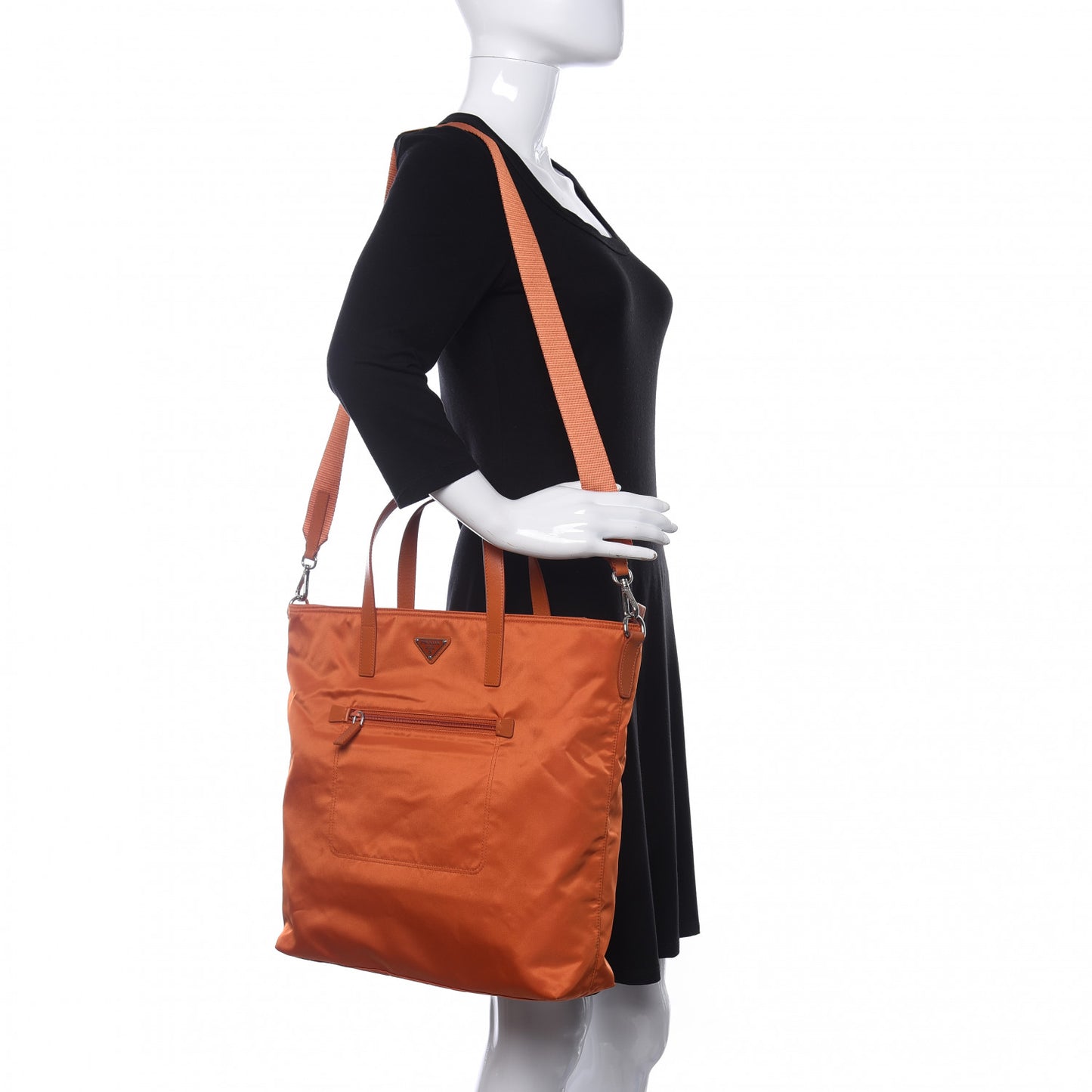 Tessuto Nylon Saffiano Shoulder Bag Papaya