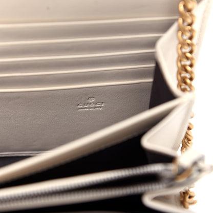 Gucci Calfskin Matelasse GG Marmont Chain Wallet Mystic White 6 of 10