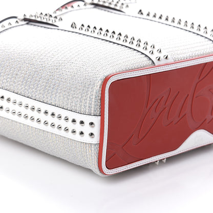 Christian Louboutin Calfskin Metallic Straw Spikes East West Cabata Tote White 8 of 9
