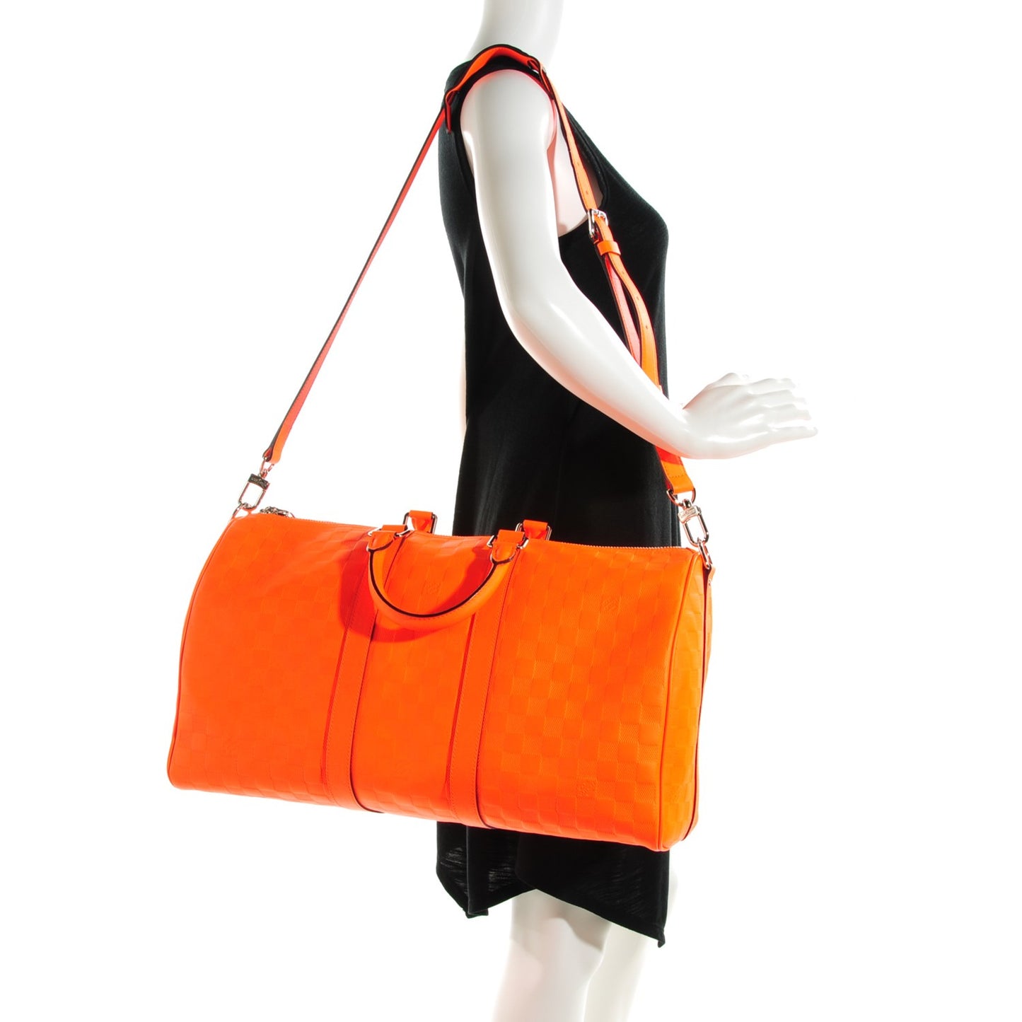 Damier Infini Keepall Bandouliere 45 Orange
