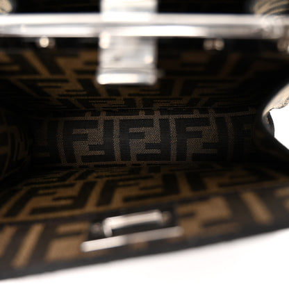 Fendi X FRGMT X POKEMON Fabric Jacquard FF 1974 Pokemon Inlay Peekaboo I See U Petite Satchel Tobacco Moro Blue 6 of 11