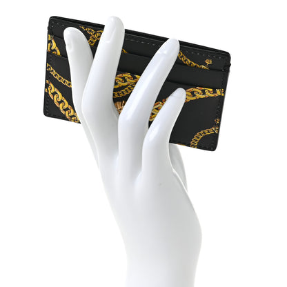 Versace Calfskin La Medusa Chain Print Card Holder Black 2 of 6