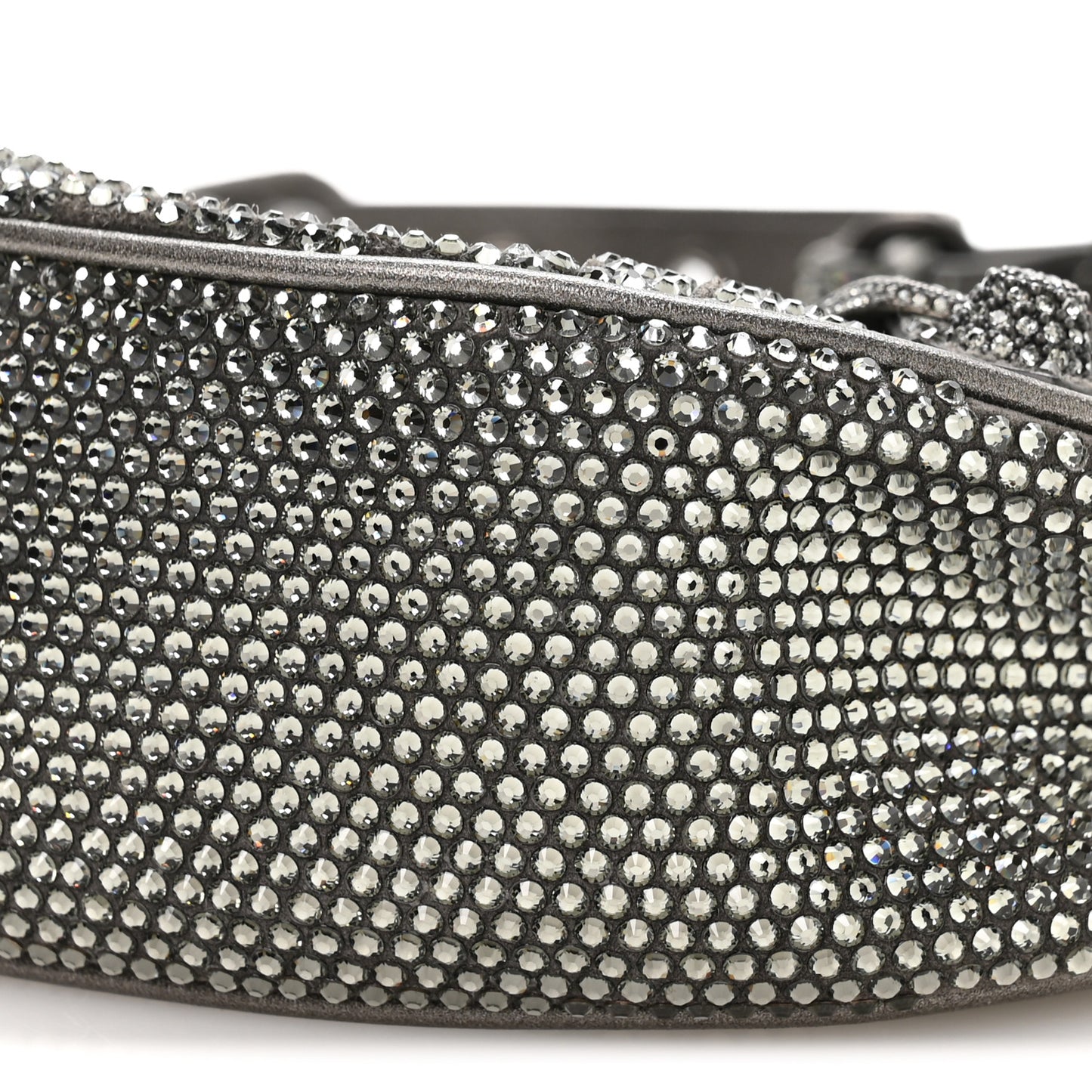 Rhinestone Encrusted Le Cagole Shoulder Bag XS Silver