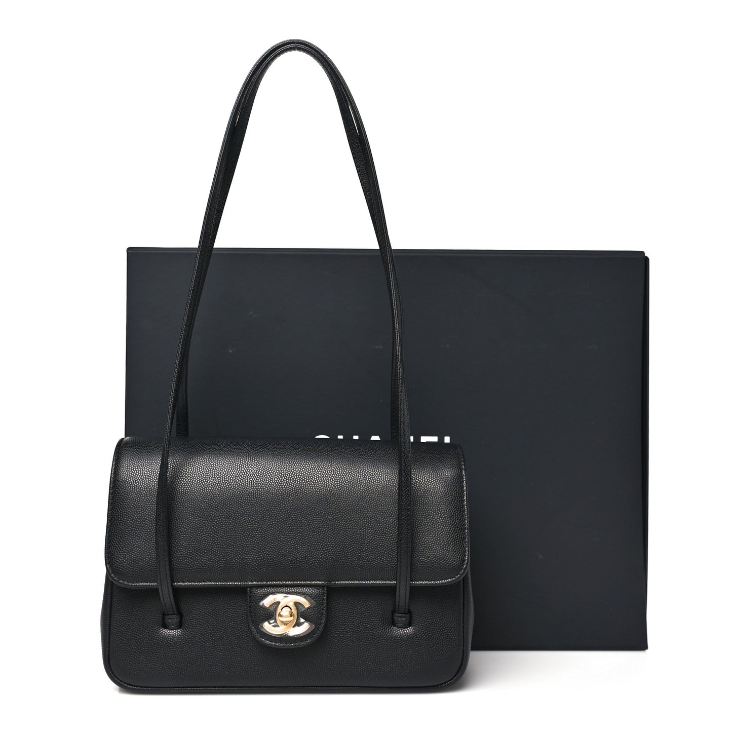 Shiny Caviar Preppy Coco Small Flap Black