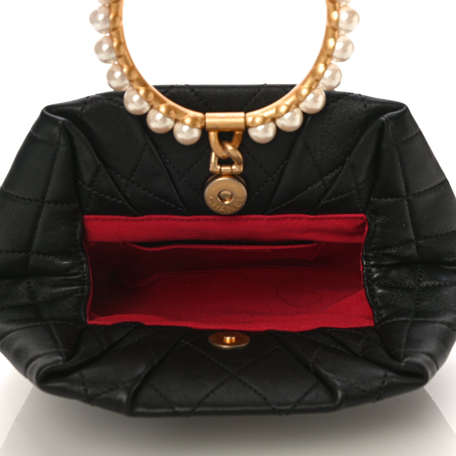 Chanel Lambskin Quilted Pearl Crown Clutch Bag Black 5 of 11