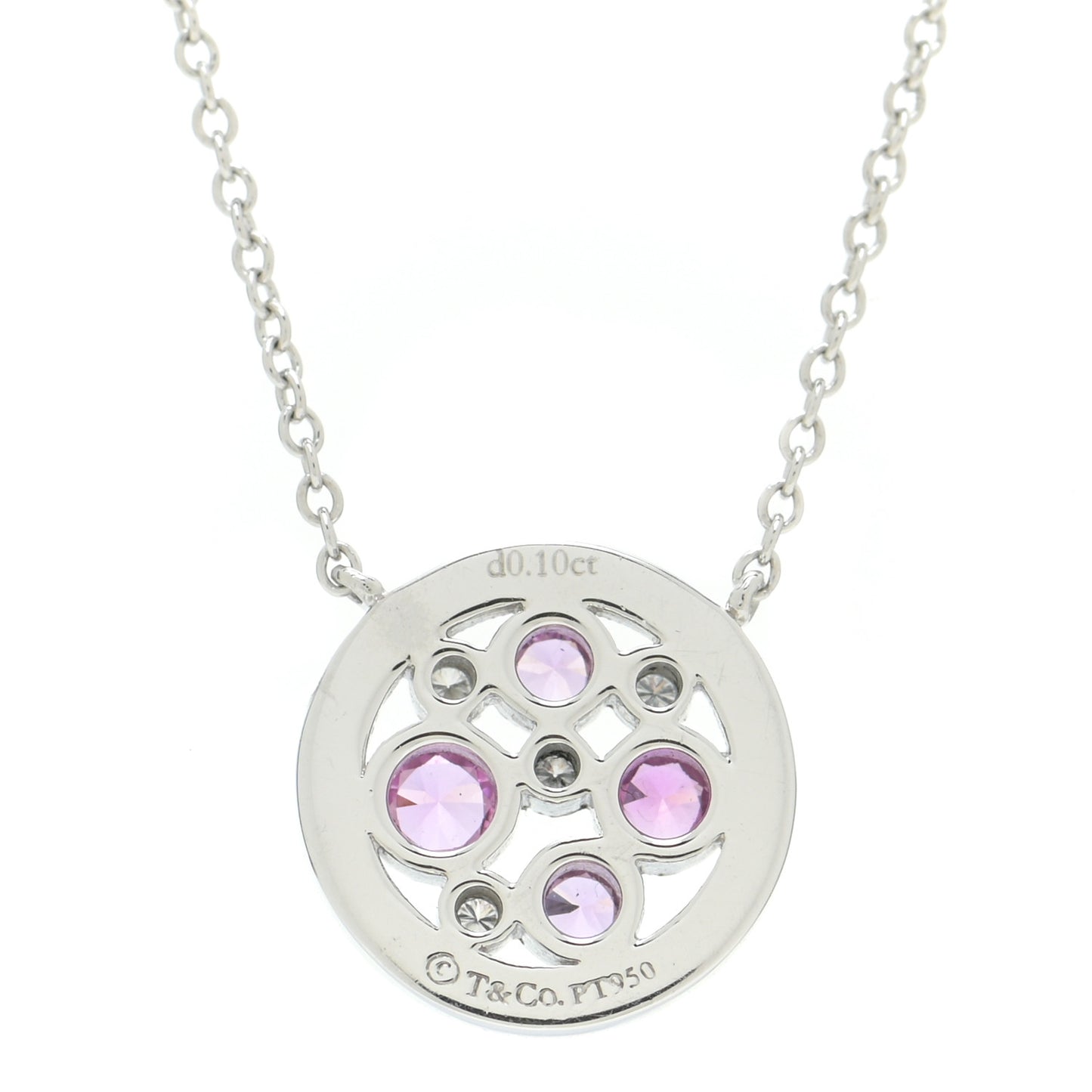 Platinum Diamond Pink Sapphire Cobblestone Pendant Necklace