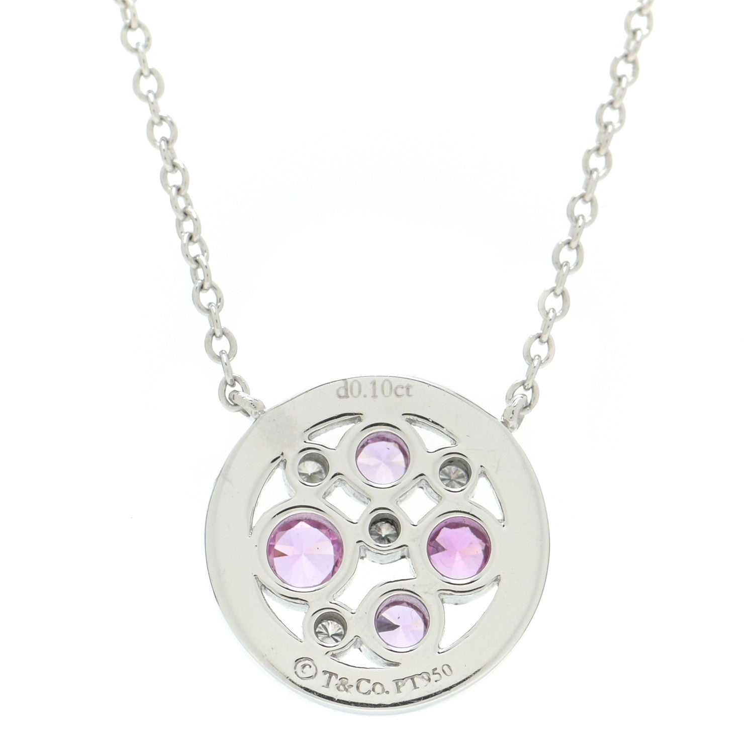 Tiffany Platinum Diamond Pink Sapphire Cobblestone Pendant Necklace 4 of 7