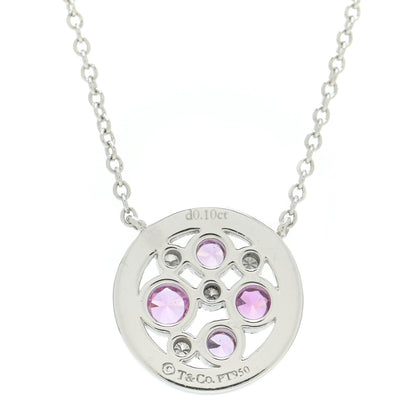 Tiffany Platinum Diamond Pink Sapphire Cobblestone Pendant Necklace 4 of 7