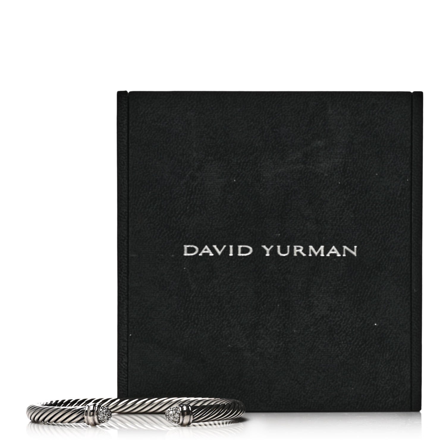 David Yurman Sterling Silver Pave Diamond 5mm Cable Classics Bracelet 4 of 4