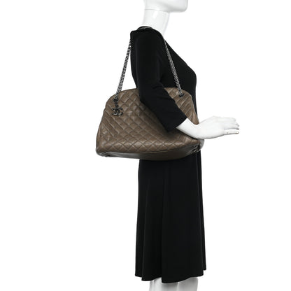 Chanel Metallic Calfskin Large Just Mademoiselle Bowling Bag Beige 2 of 10