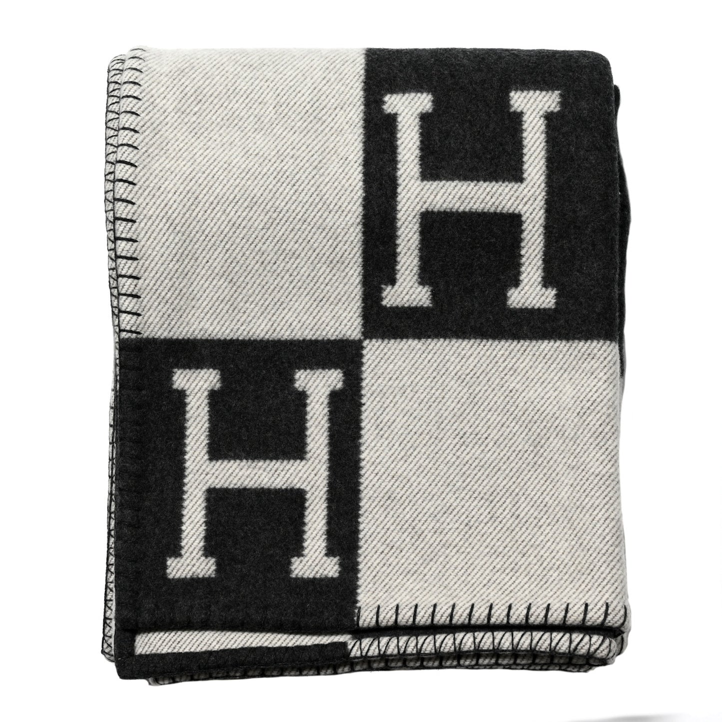 Wool Cashmere Avalon Blanket Ecru Gris Fonce
