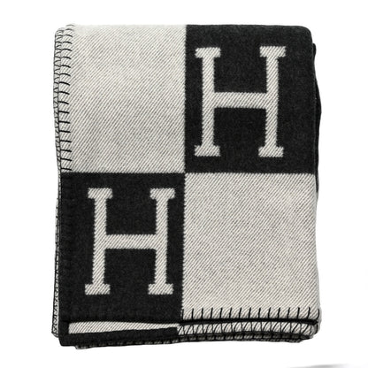 Hermes Wool Cashmere Avalon Blanket Ecru Gris Fonce 1 of 3