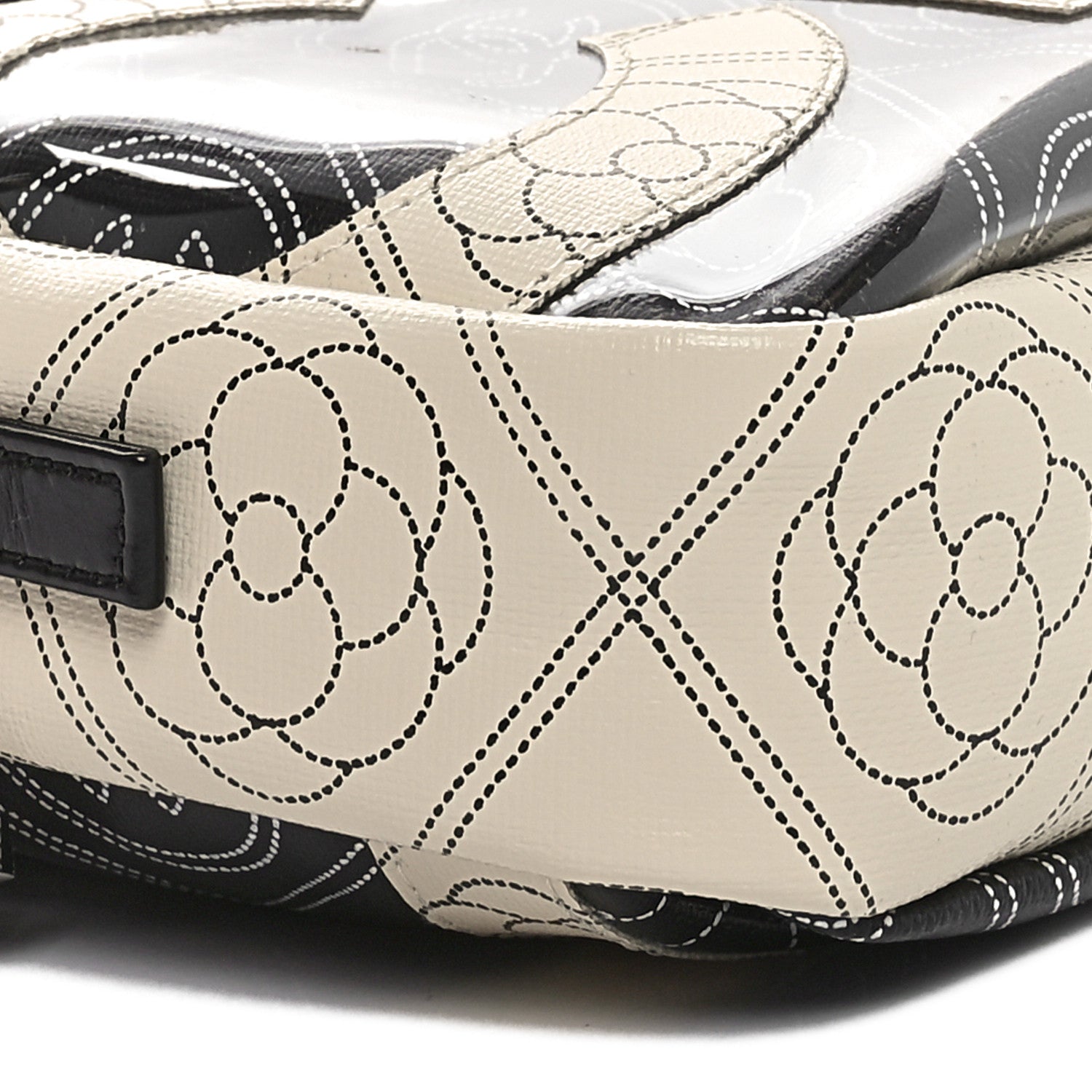 Chanel Coated Canvas Calfskin Camellia Printed Camera Case Black Beige 9 of 10