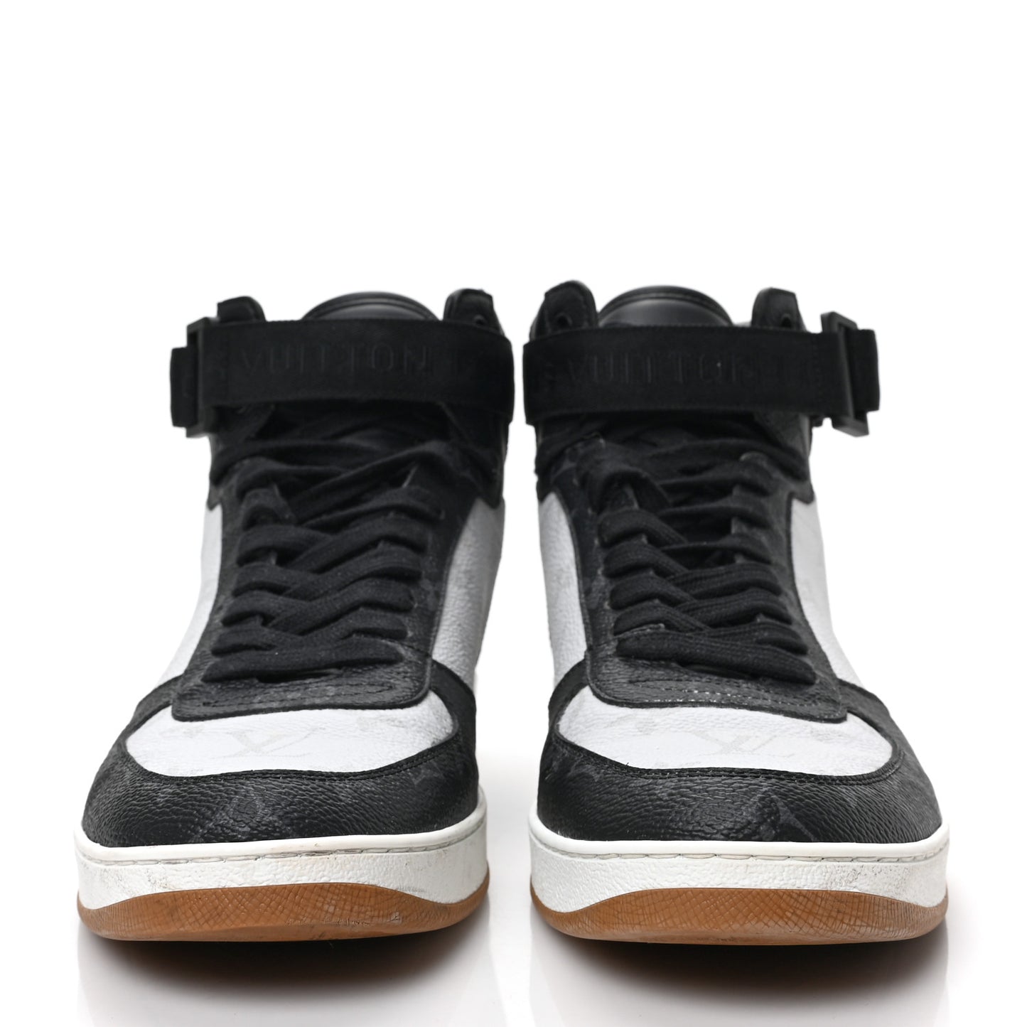 Calfskin Monogram Mens Rivoli High Top Sneakers 8 Black