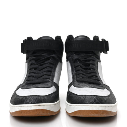Louis Vuitton Calfskin Monogram Mens Rivoli High Top Sneakers 8 Black 2 of 7