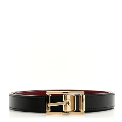 Gucci Calfskin Rectangular Buckle Reversible Thin Belt 85 34 Black Rosso Ancora 1 of 8