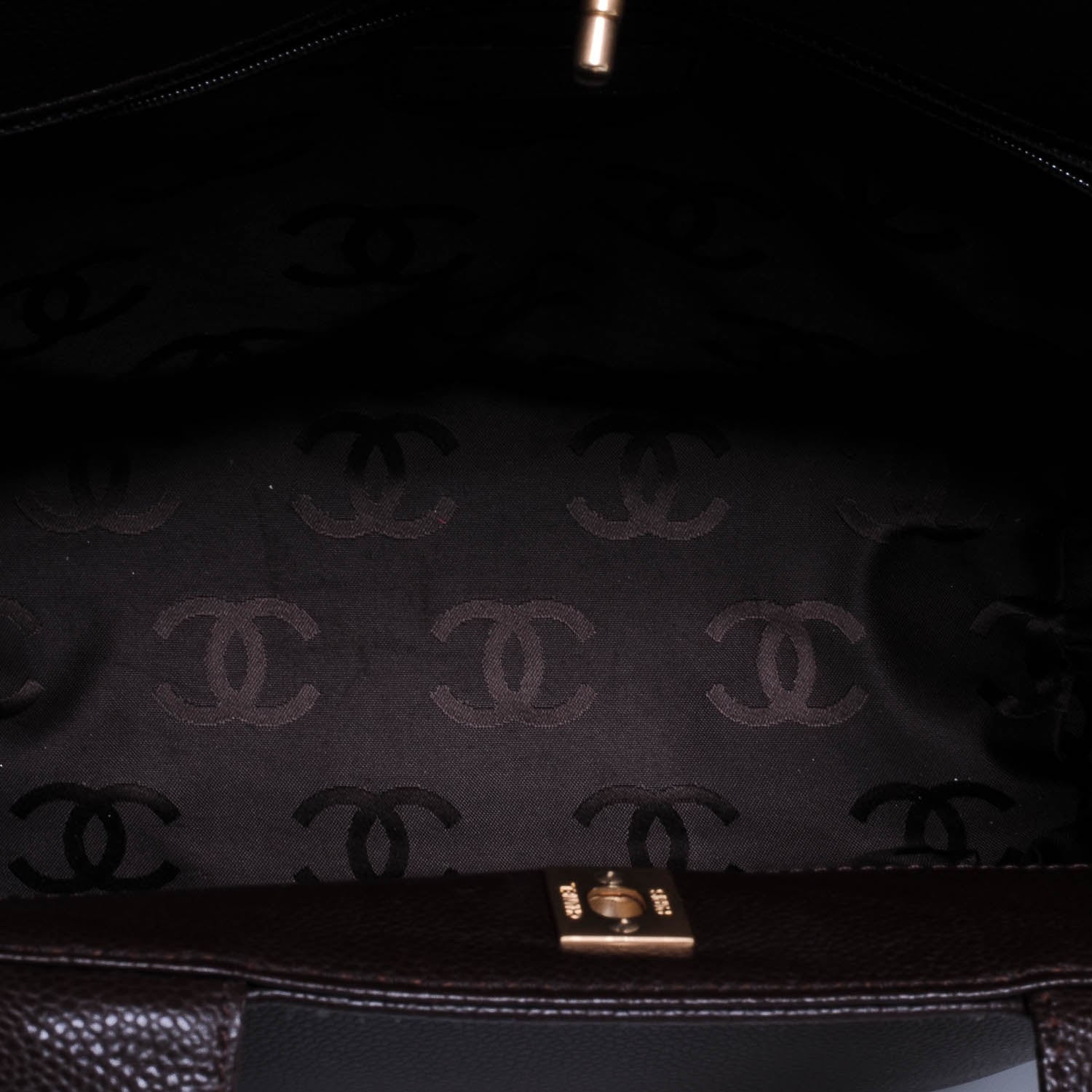 Chanel Caviar CC Handbag Brown 6 of 8