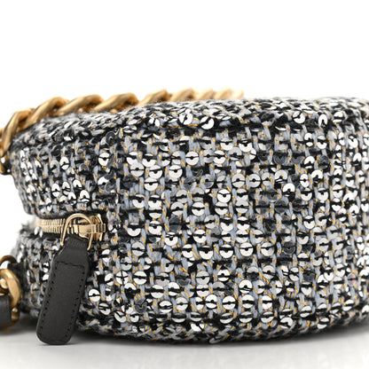 Chanel Sequin Chanel 19 Round Clutch With Chain Silver Black 5 of 10