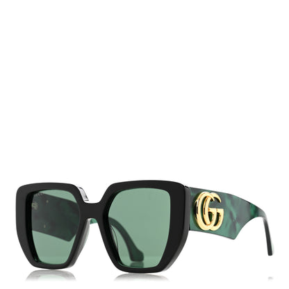 Gucci Acetate Square Frame Sunglasses GG0956S Green Black 1 of 8