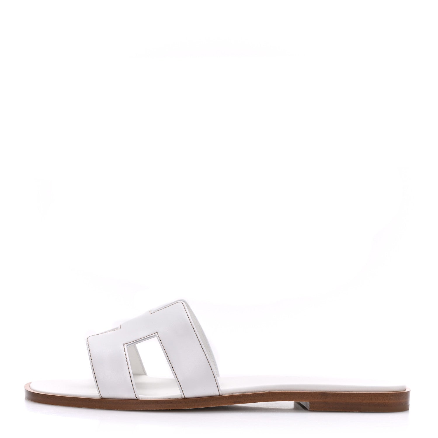 Hermes Box Calfskin Oran Sandals 37 White 1 of 9